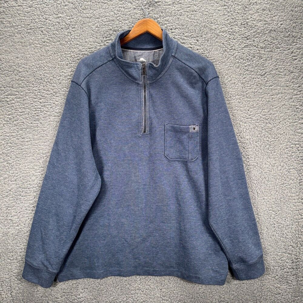 Tommy Bahama Men's XL Pullover Haystack Half Zip Long Sleeve Blue